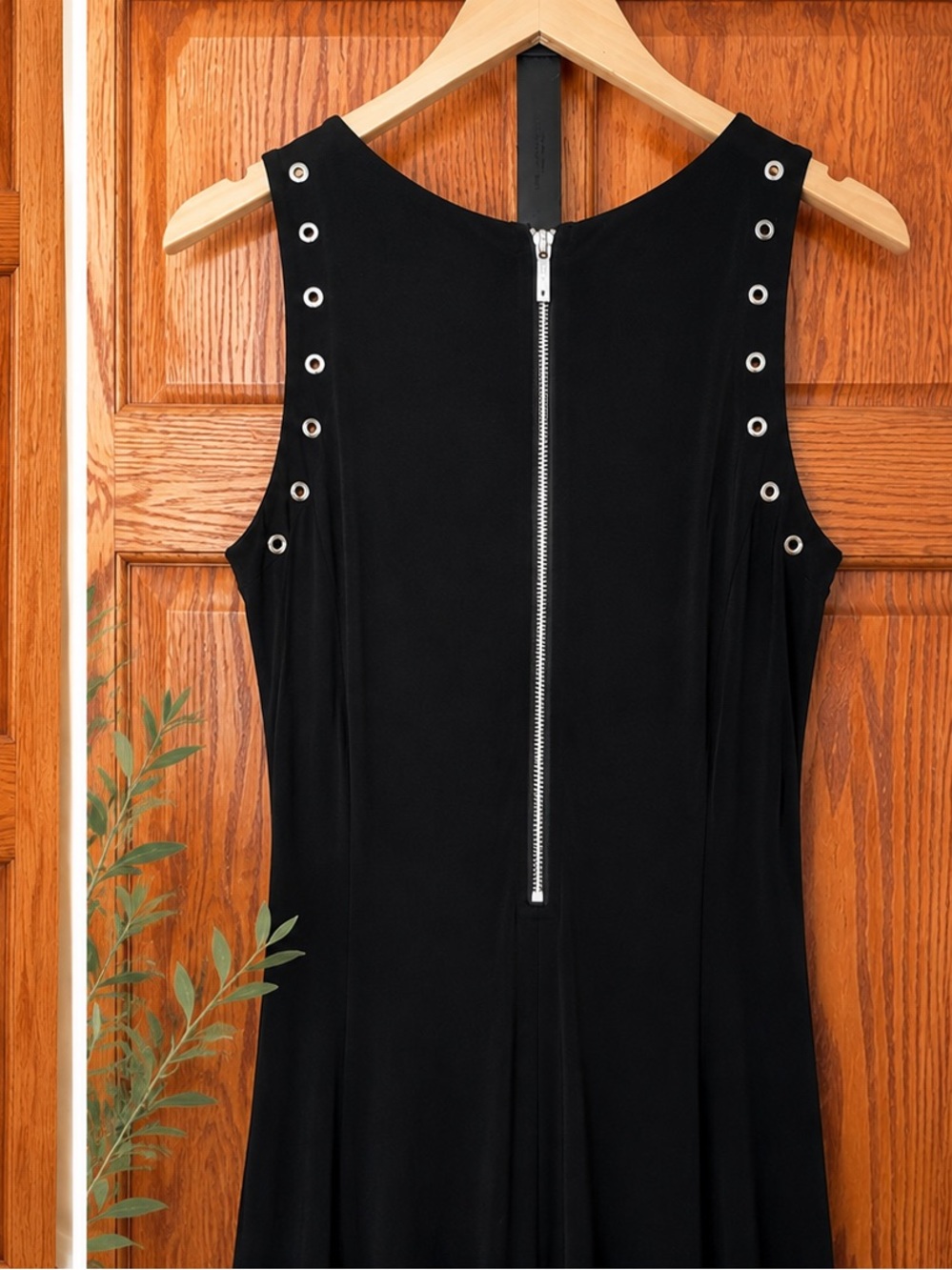 Michael Kors Black Sleeveless Eyelet-Trim Maxi Dress - Picture 2 of 5